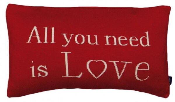 Dekoračný návlek pletený DESIGN love červená smotanová 30x50 cm