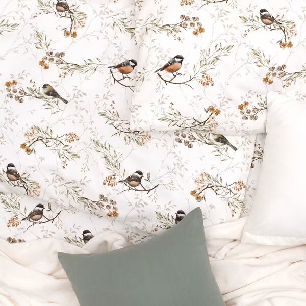 Obliečky SATÉN DESIGN little birds Štandardný 1x paplón 140x200 + 1x vankúš 70x90 cm