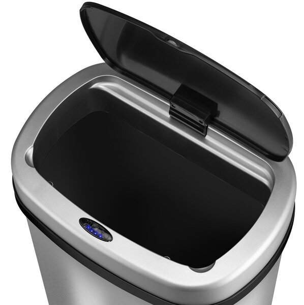 Bezdotykový hranatý odpadkový kôš 60l - strieborný