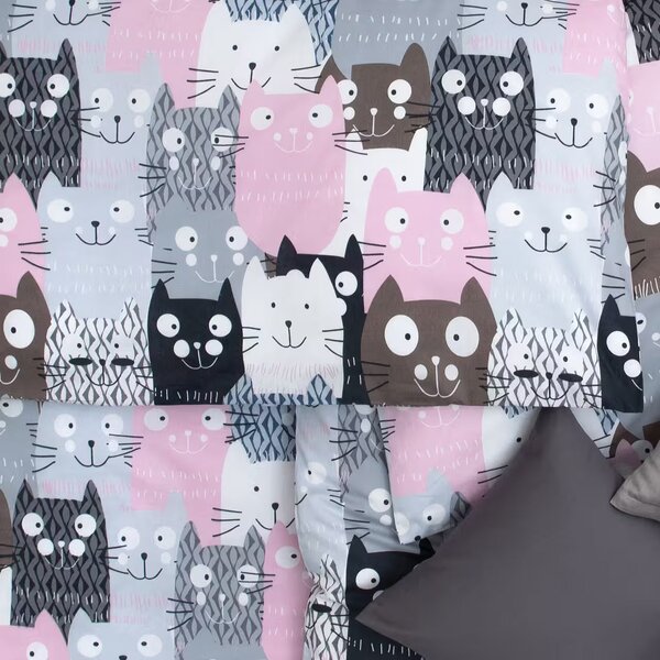 Obliečky KLASIK DESIGN multi cats bežný 1x paplón 140x200 + 1x vankúš 70x90 cm