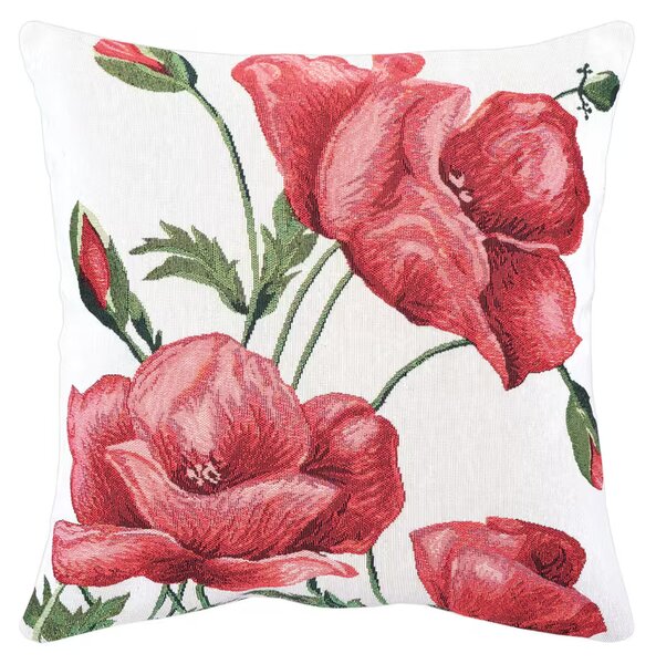 Dekoračný návlek MOTIV poppy biela červená 45x45 cm