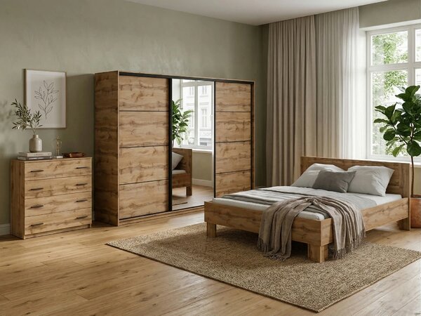 Spálňa NEJBY BARNABA PREMIUM 280K s posteľou 160x200 cm s vyšším čelom, dub wotan