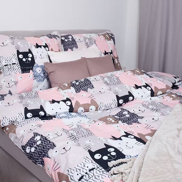 Obliečky KLASIK DESIGN multi cats bežný 1x paplón 140x200 + 1x vankúš 70x90 cm