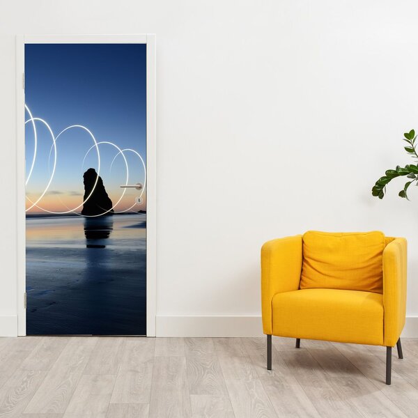 Fototapeta na dvere - Pláž pri západe (95x205cm)
