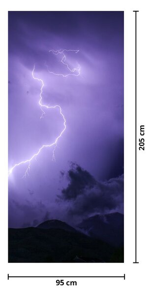 Fototapeta na dvere - Fialová obloha a blesk (95x205cm)