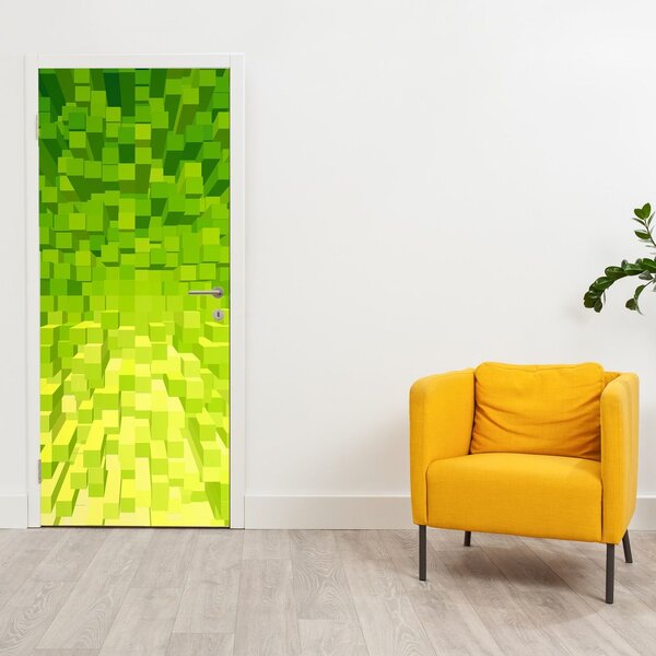 Fototapeta na dvere - Žltozelené kocky (95x205cm)