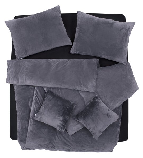 Obliečky VELUR tmavosivá Štandardný 1x paplón 140x200 + 1x vankúš 70x90 cm