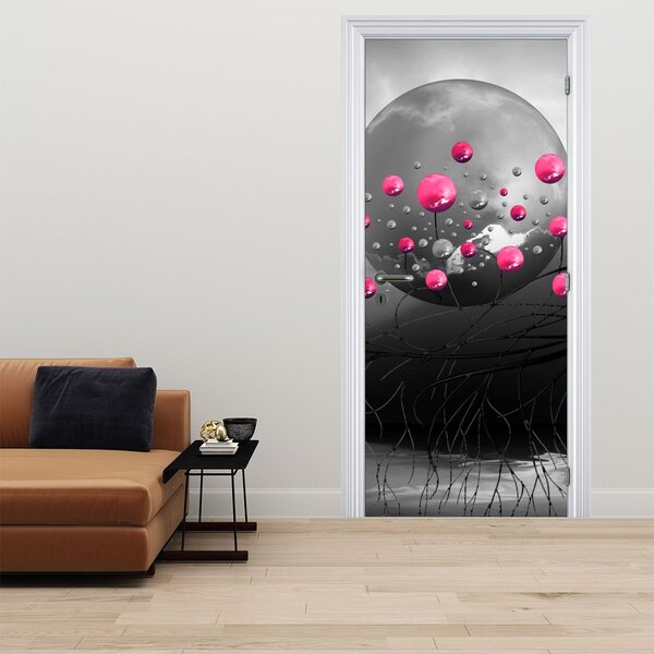 Fototapeta na dvere - Ružové abstraktné gule (95x205cm)