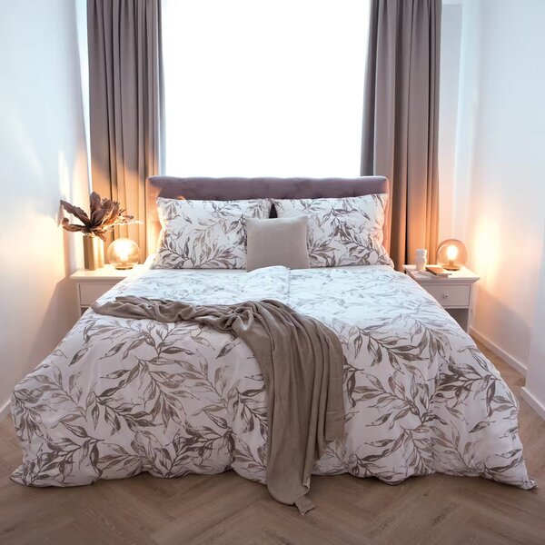 Obliečky FLANEL FINO listy bežný 1x paplón 140x200 + 1x vankúš 70x90 cm