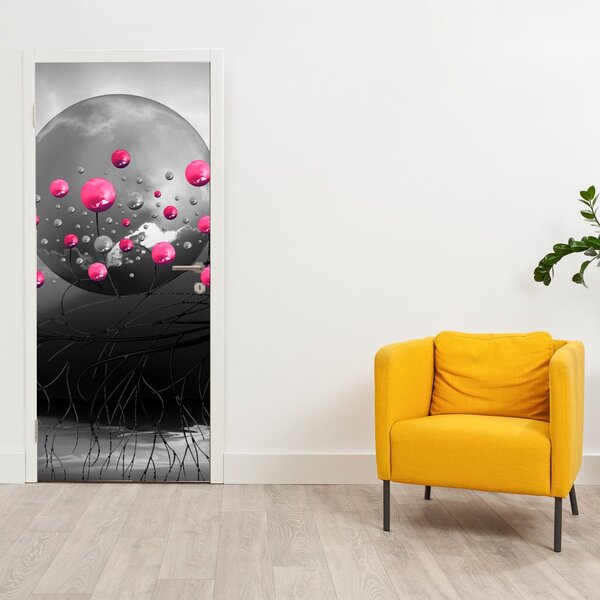 Fototapeta na dvere - Ružové abstraktné gule (95x205cm)