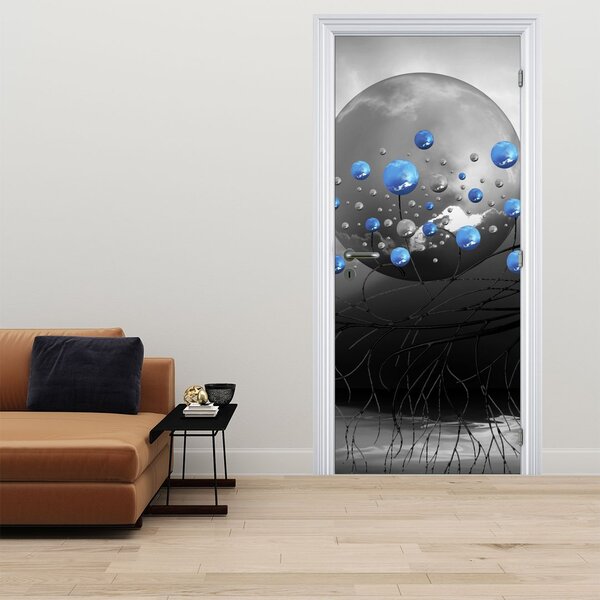 Fototapeta na dvere - Modré abstraktné gule (95x205cm)