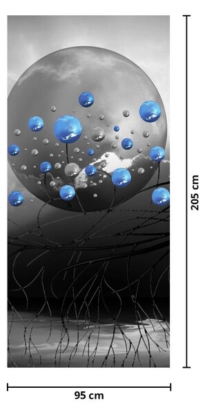 Fototapeta na dvere - Modré abstraktné gule (95x205cm)