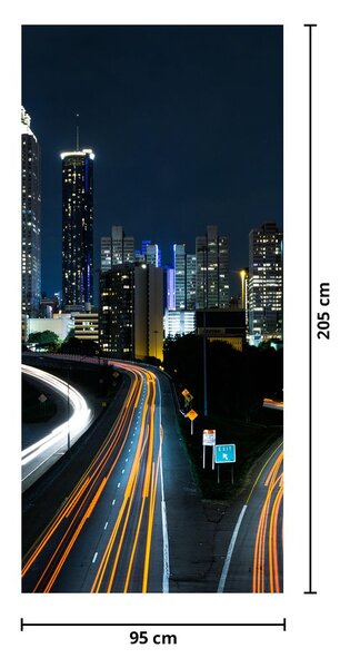 Fototapeta na dvere - Nočná metropola (95x205cm)