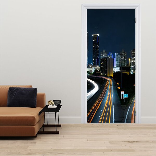 Fototapeta na dvere - Nočná metropola (95x205cm)