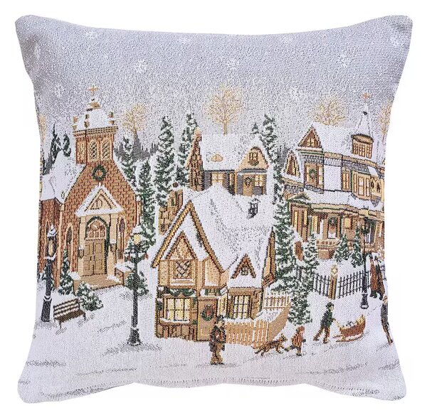 Dekoračný návlek MOTIV LUREX zimná krajinka 40x40 cm