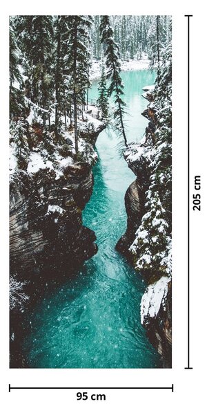 Fototapeta na dvere - Horská rieka v zime (95x205cm)