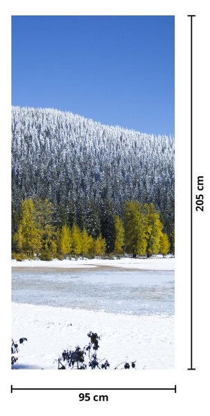 Fototapeta na dvere - Zasnežené hory v zime (95x205cm)