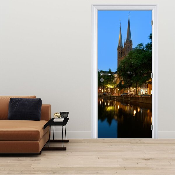 Fototapeta na dvere - Nočné historické mesto (95x205cm)
