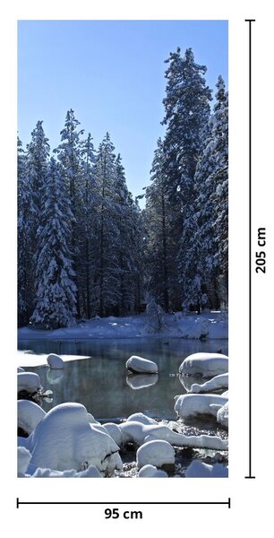 Fototapeta na dvere - Zasnežený les (95x205cm)