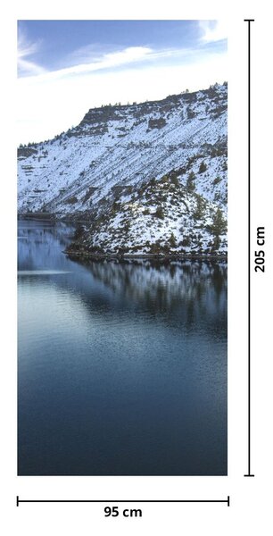 Fototapeta na dvere - Zimná krajina s jazerom (95x205cm)