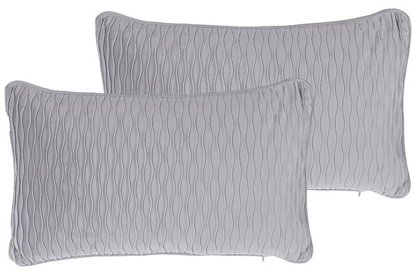 Sada 2 dekoratívnych vankúšov sivá polyester 30 x 50 cm obdĺžnikový tvar bez vzoru moderný klasický štýl doplnky