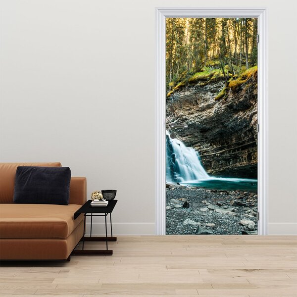 Fototapeta na dvere - Lesný vodopád (95x205cm)