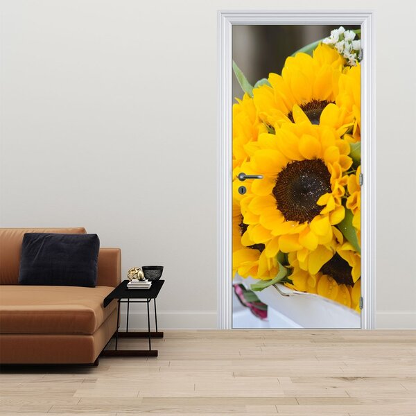 Fototapeta na dvere - Svadobné kytice zo slnečníc (95x205cm)