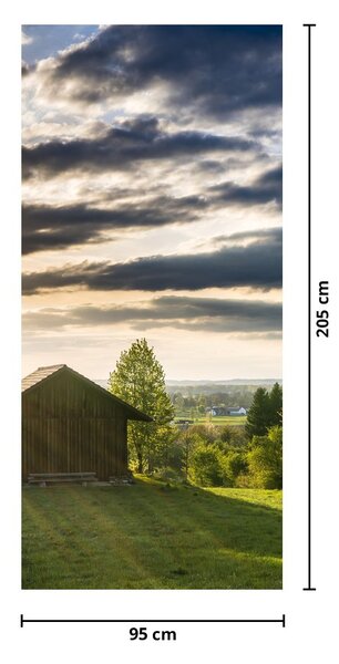 Fototapeta na dvere - Lesná chata (95x205cm)