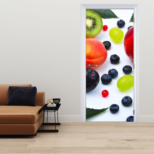 Fototapeta na dvere - Ovocie s kvapkami vody (95x205cm)