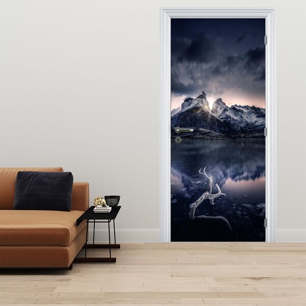 Fototapeta na dvere - Jazero s horou (95x205cm)