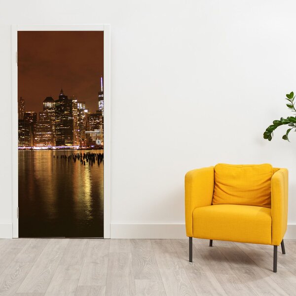 Fototapeta na dvere - Nočné mesto (95x205cm)