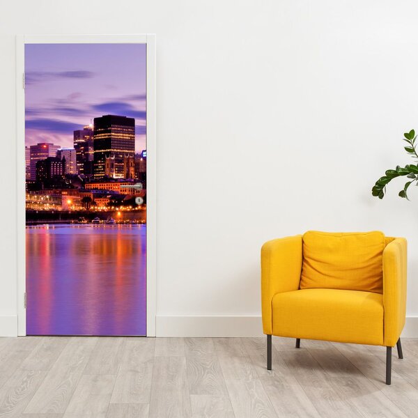 Fototapeta na dvere - Nočné mesto (95x205cm)