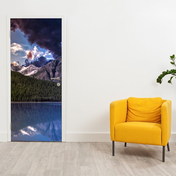 Fototapeta na dvere - Jazero a hory (95x205cm)