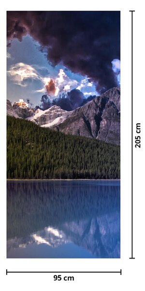 Fototapeta na dvere - Jazero a hory (95x205cm)