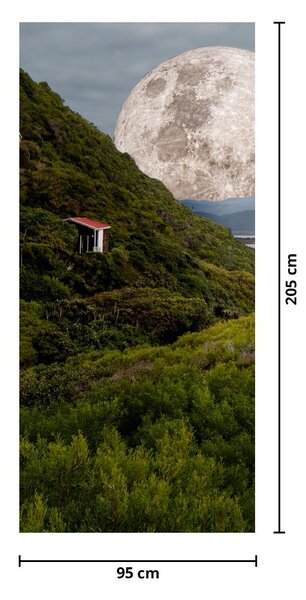 Fototapeta na dvere - Krajina s mesiacom (95x205cm)