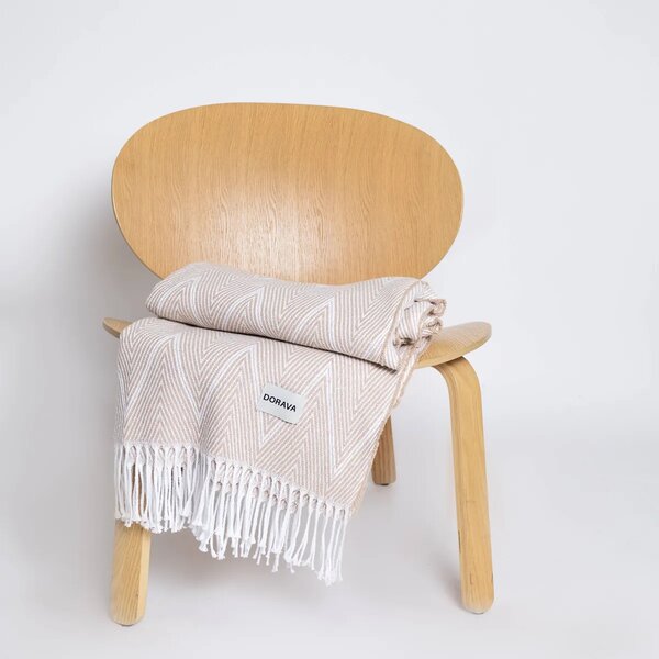 Bavlnená Deka Cassera - Beige Zigzag