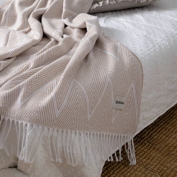 Bavlnená Deka Cassera - Beige Zigzag