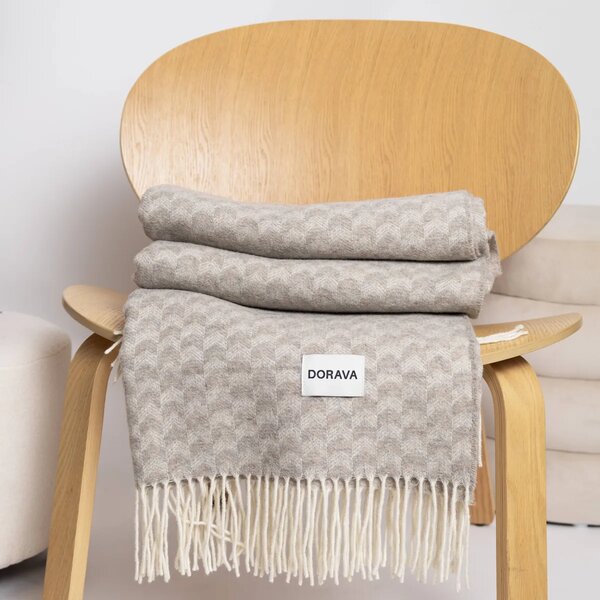 Vlnená deka z merino vlny Liora - Gray Beige