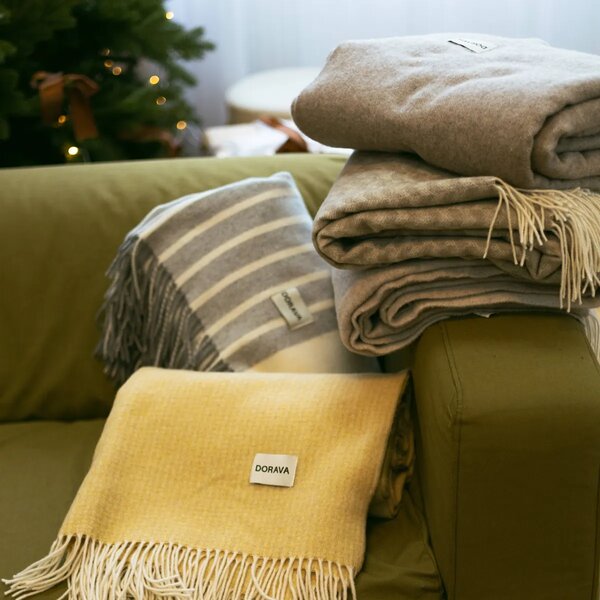 Vlnená deka z merino vlny Liora - Beige Sand