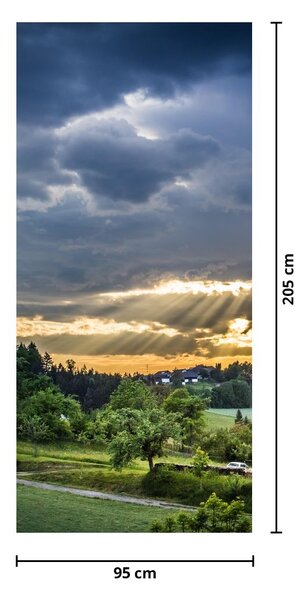 Fototapeta na dvere - Krajina s lúčmi (95x205cm)