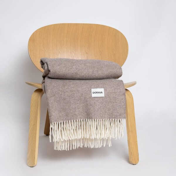 Vlnená deka z merino vlny Liora - Soft Brown