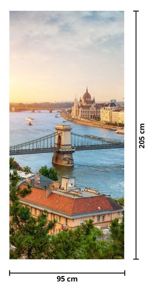 Fototapeta na dvere - Mesto Budapešť s riekou (95x205cm)