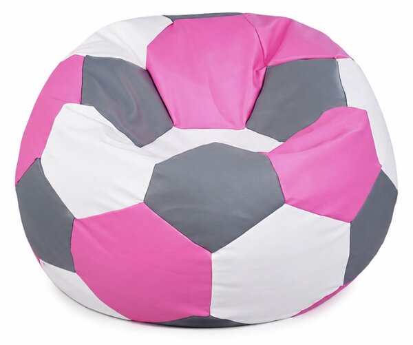 JAKS Sedací vak futbalová lopta bielo ružovo sivý