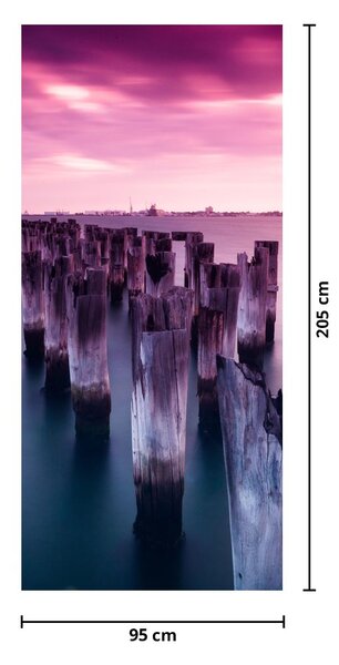 Fototapeta na dvere - Drevené koly (95x205cm)
