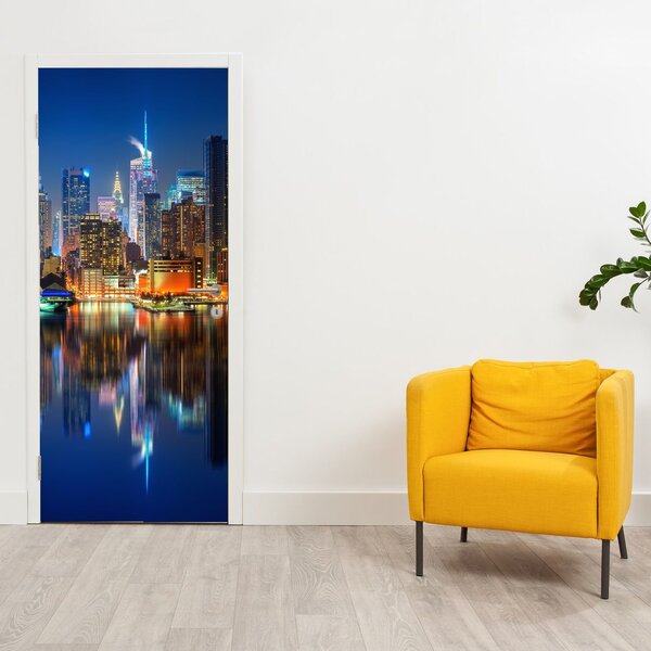 Fototapeta na dvere - Manhattan v noci (95x205cm)