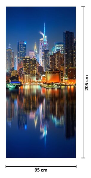 Fototapeta na dvere - Manhattan v noci (95x205cm)