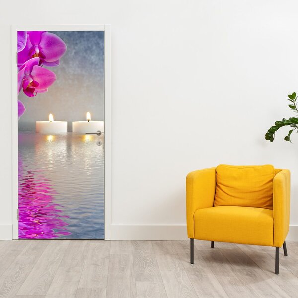 Fototapeta na dvere - Sviečky na vode (95x205cm)