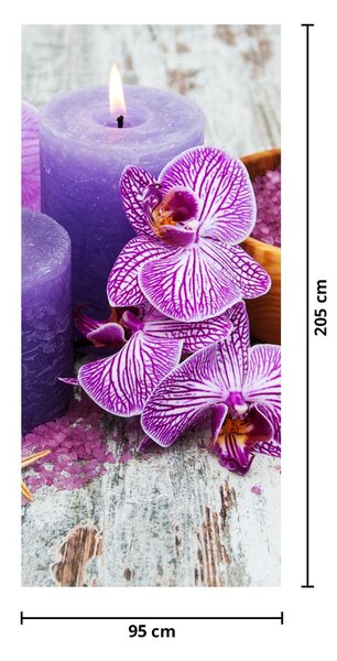 Fototapeta na dvere - Orchidey a sviečky (95x205cm)