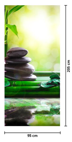Fototapeta na dvere - Masážne kamene a orchidea na vode (95x205cm)
