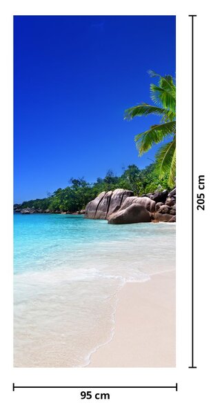 Fototapeta na dvere - Pláž na ostrove Praslin (95x205cm)